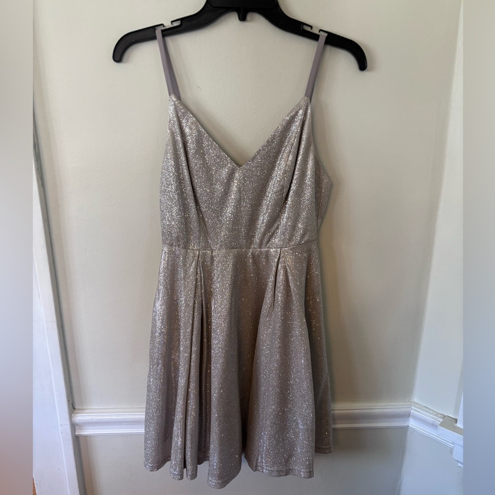 Lulu's shimmery silver tank dress